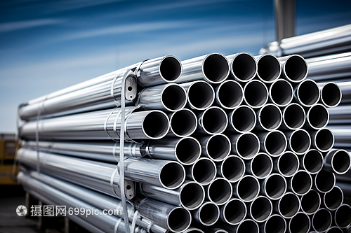 金屬的陣列 銀色鋼管的工業美學